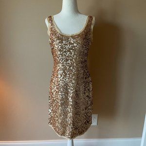 Talbots Gold Sleeveless Sequin Dress NWT Size 4P